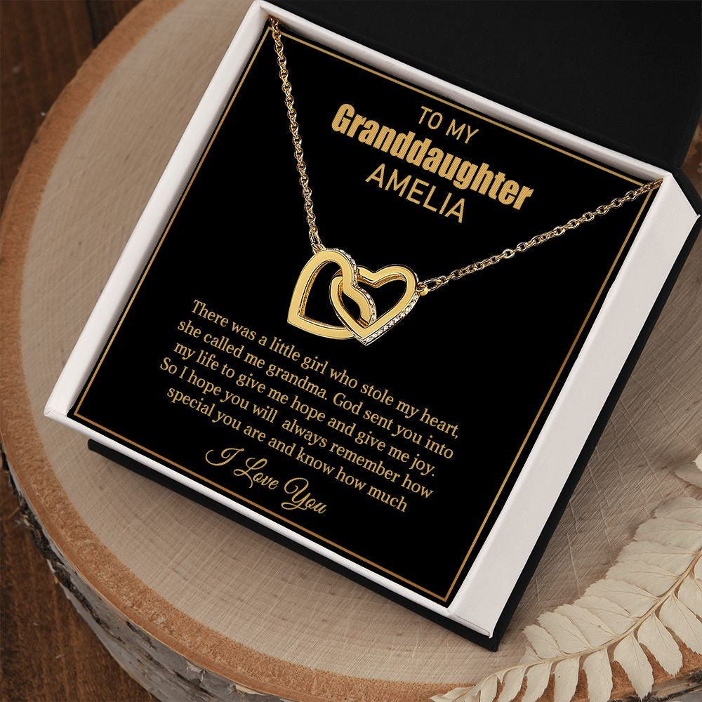 To My Granddaughter | My Heart | Interlocking Hearts Necklace