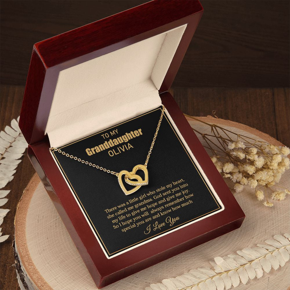 To My Granddaughter | My Heart | Interlocking Hearts Necklace