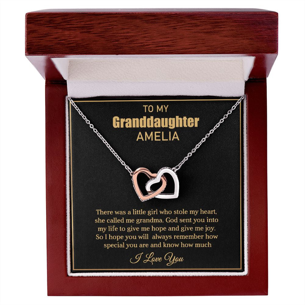 To My Granddaughter | My Heart | Interlocking Hearts Necklace