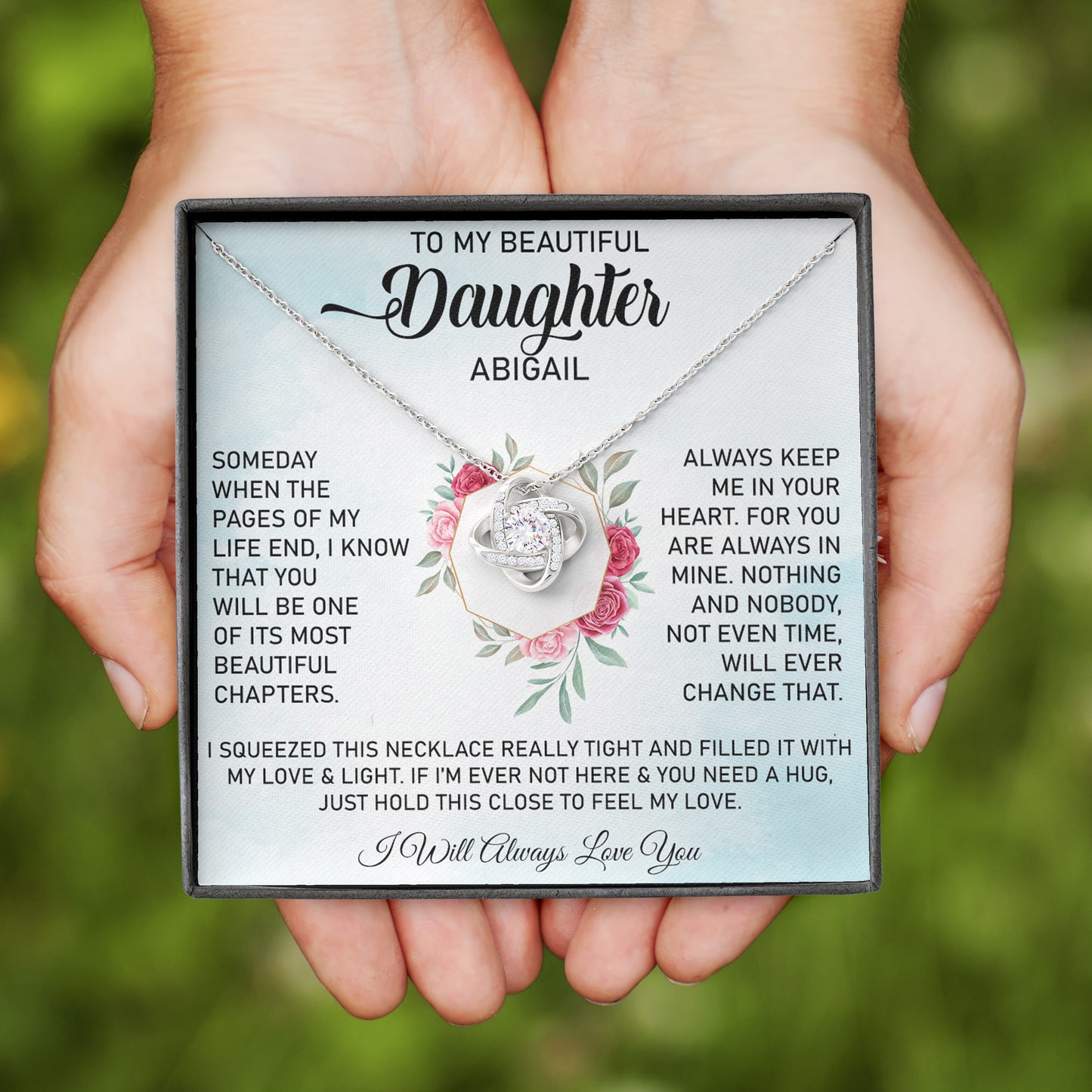 To My Daughter | Personalised Love Knot Necklace | Love & Light