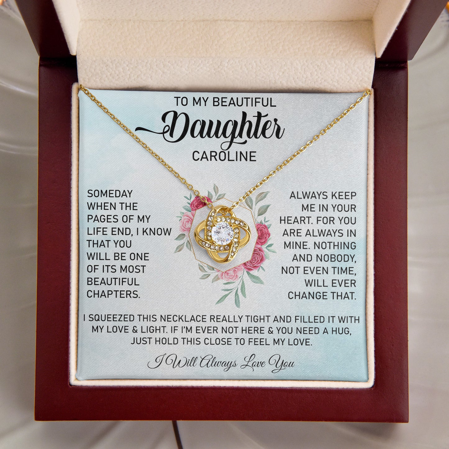 To My Daughter | Personalised Love Knot Necklace | Love & Light