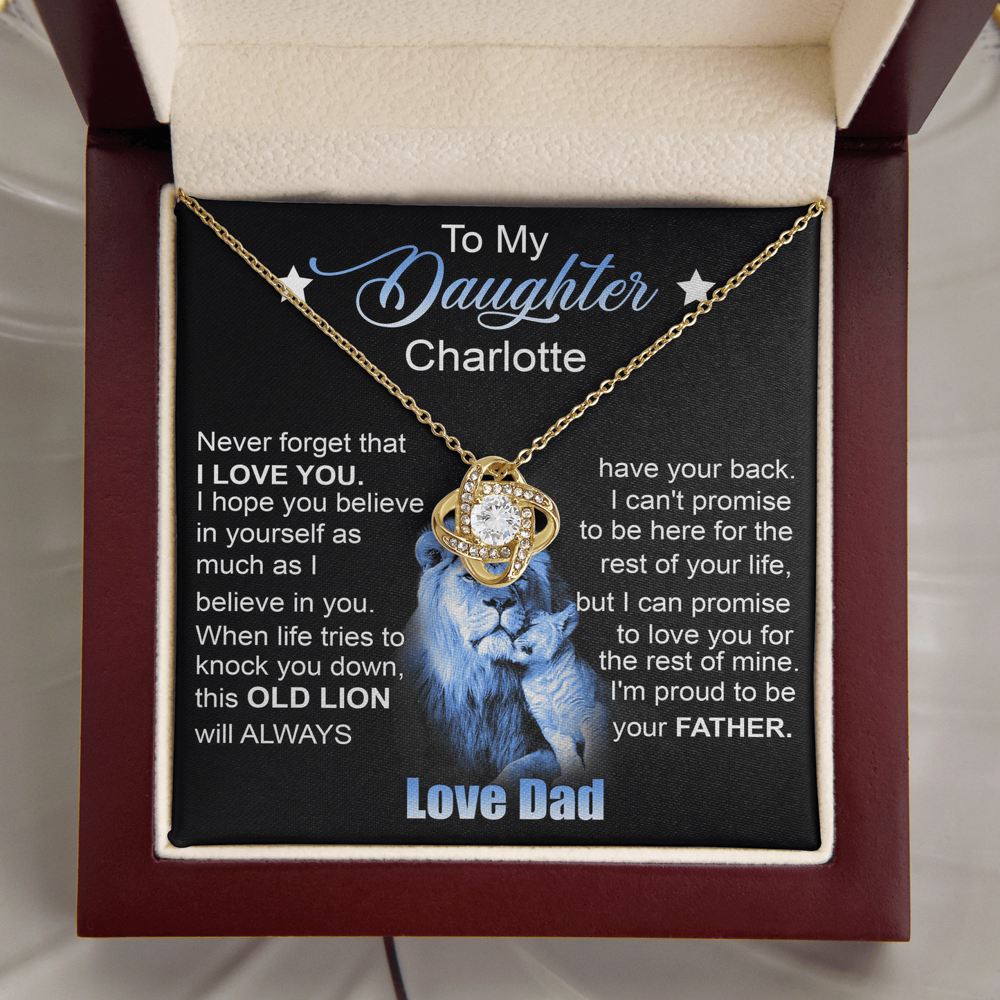 To My Daughter | Personalized Believe in Yourself | Love Knot Necklace