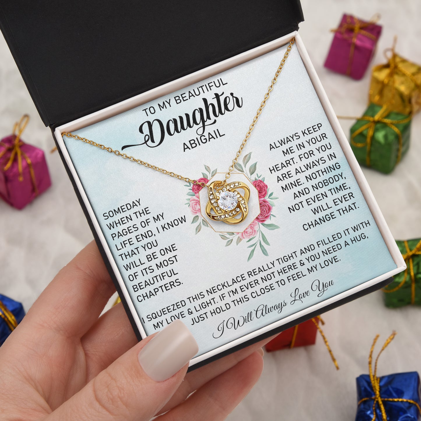 To My Daughter | Personalised Love Knot Necklace | Love & Light
