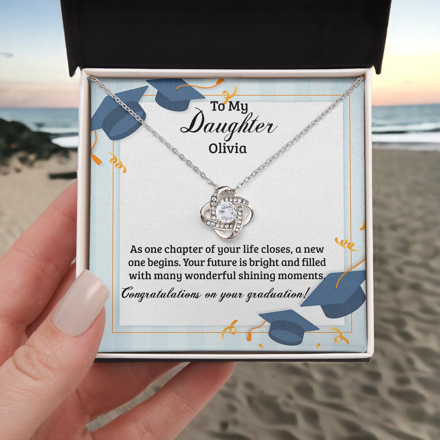 To My Daughter | Personalized Graduation | Love Knot Necklace