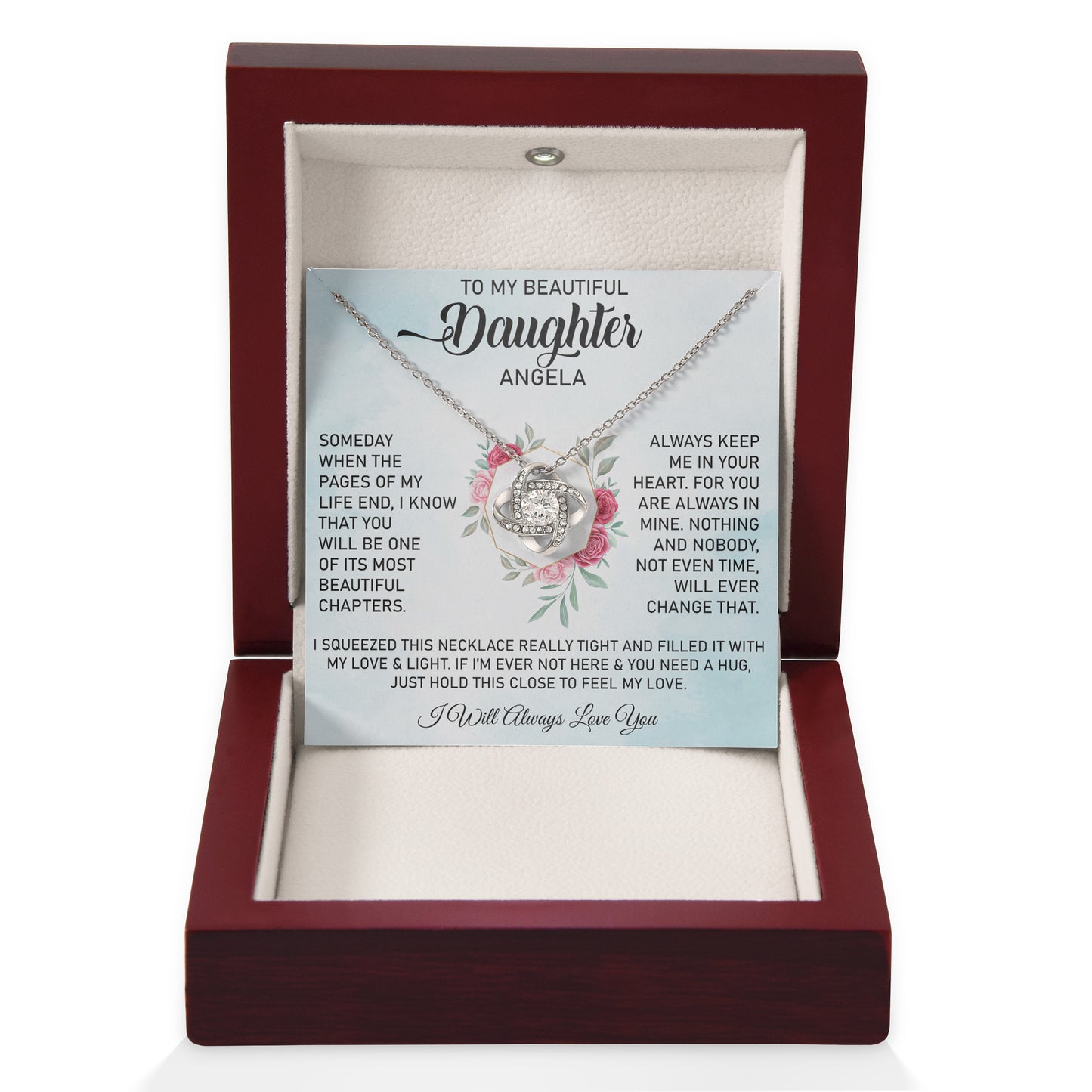 To My Daughter | Personalised Love Knot Necklace | Love & Light