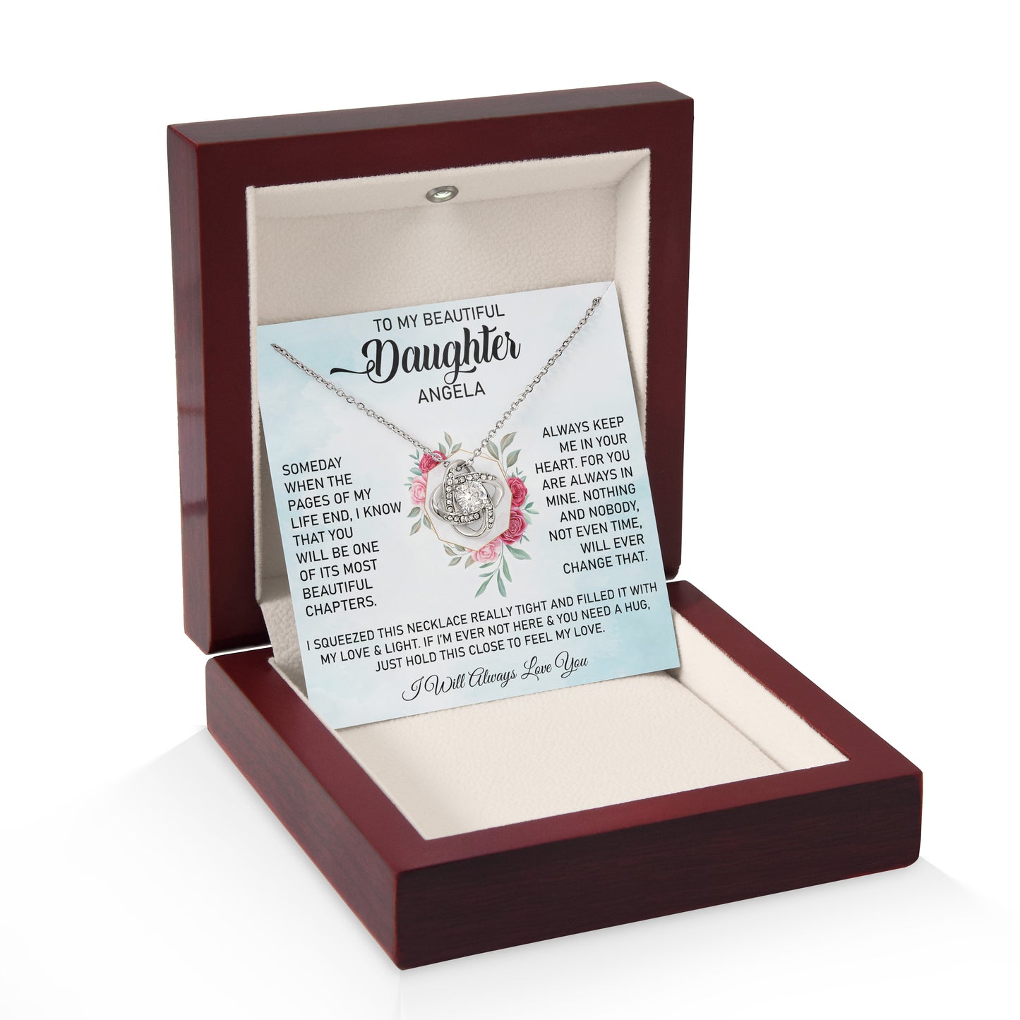 To My Daughter | Personalised Love Knot Necklace | Love & Light