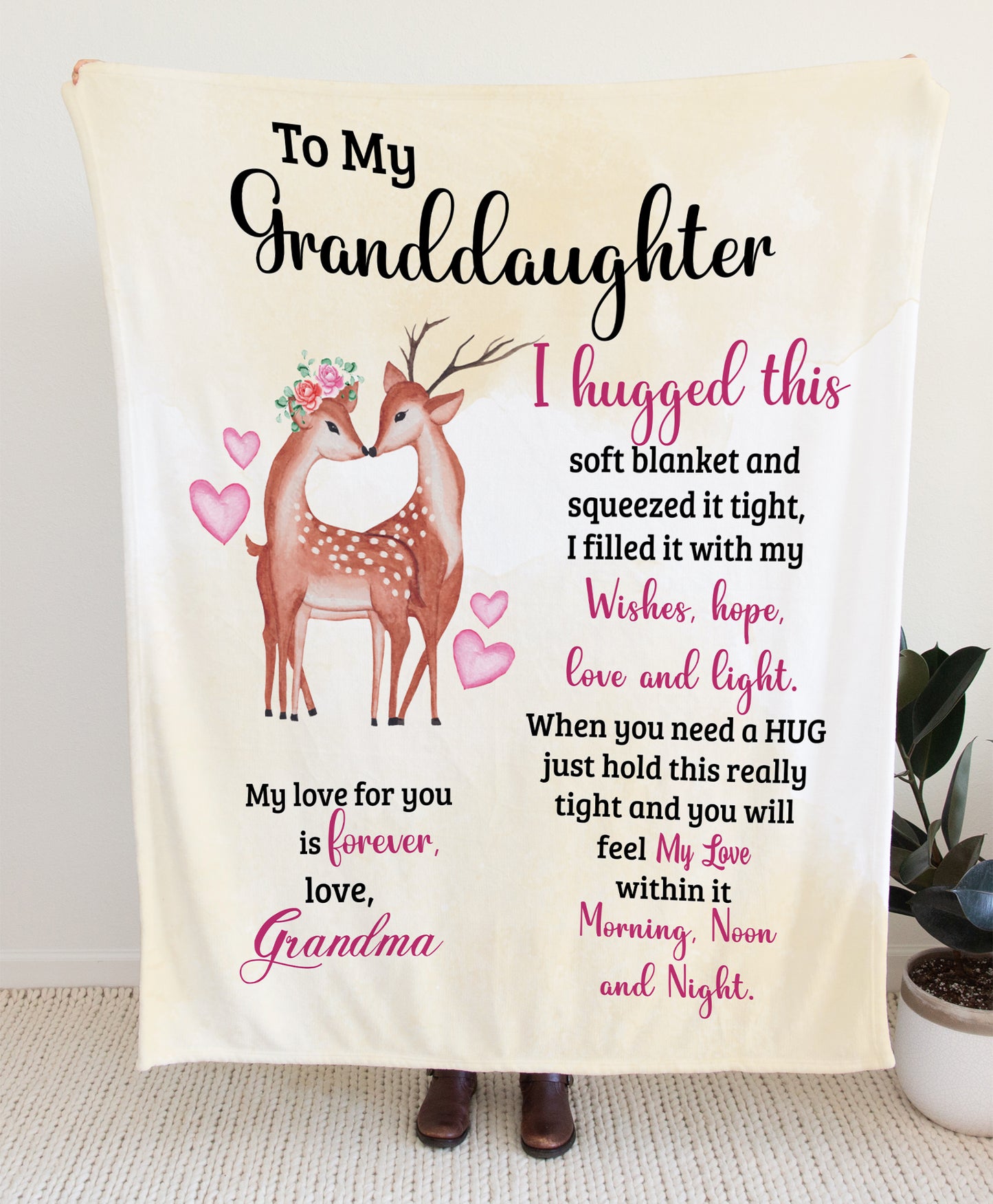 To My Granddaughter | Cute Dear Throw Blanket