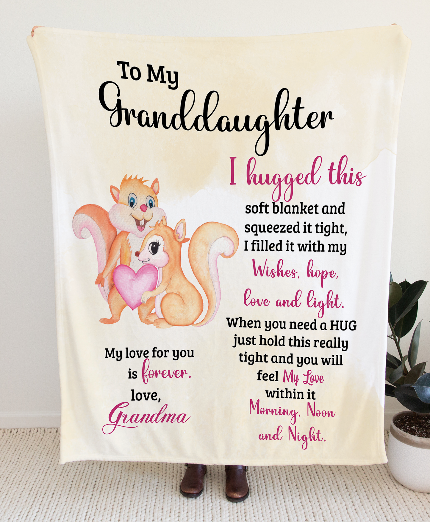 To My Granddaughter- Cute Squirrel Throw Blanket