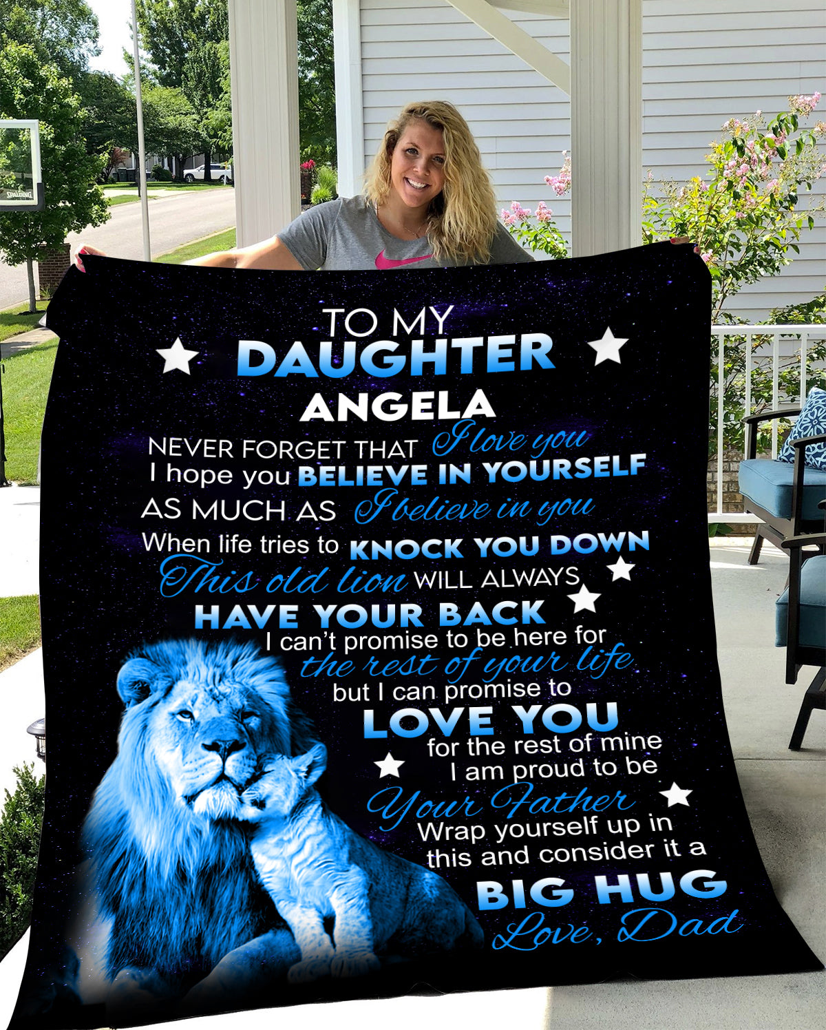 To My Daughter Lion Personalized Blanket From Dad