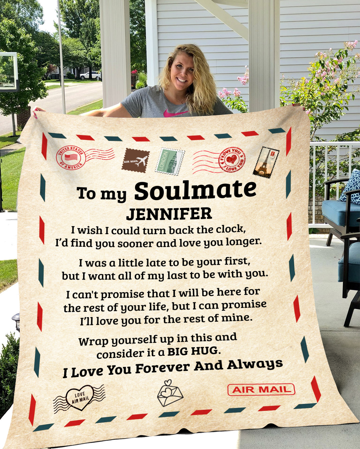 To My Soulmate | Big Hug | Personalized Throw Blanket 50*60
