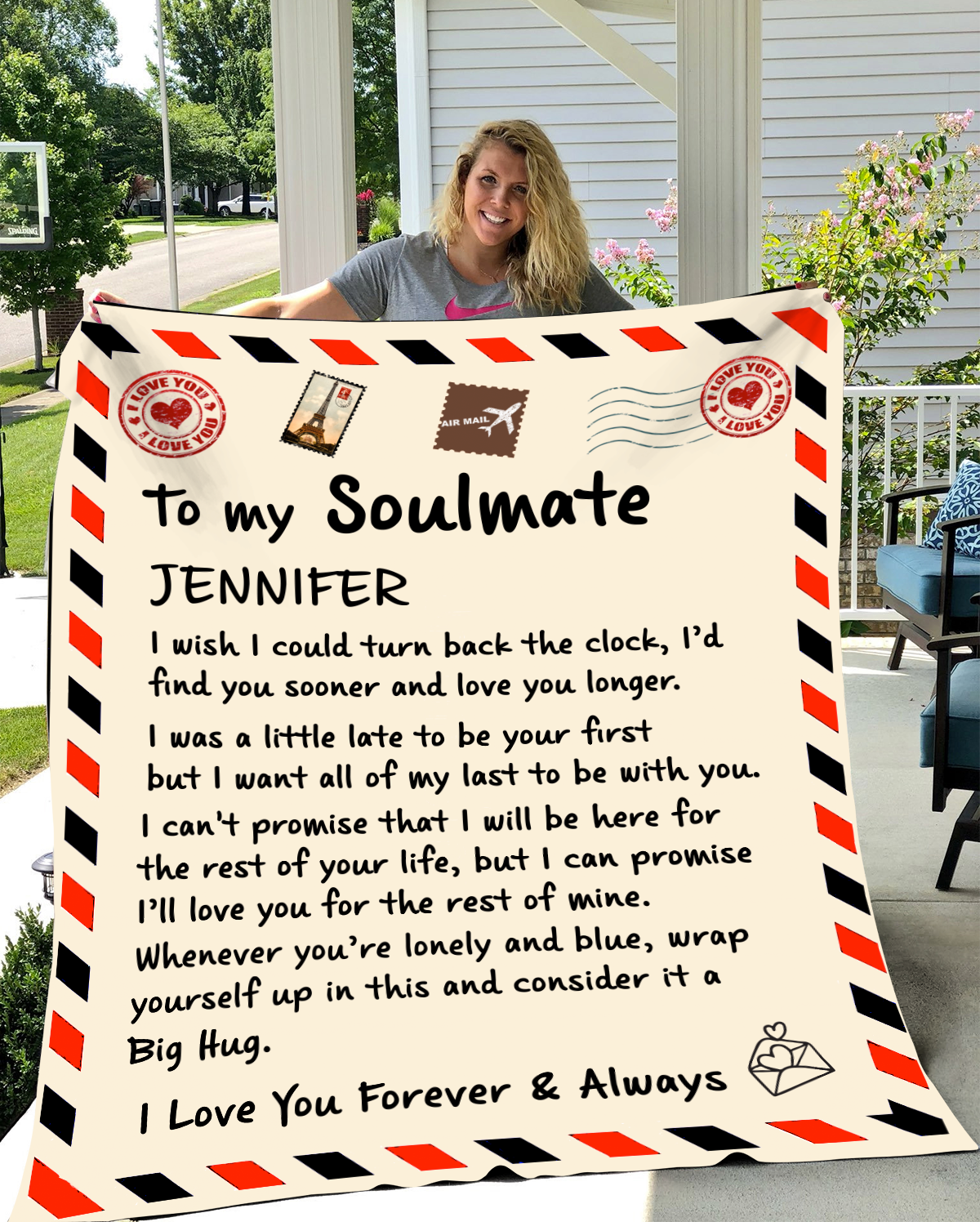To My Soulmate - Big Hug - Sherpa Fleece Blanket
