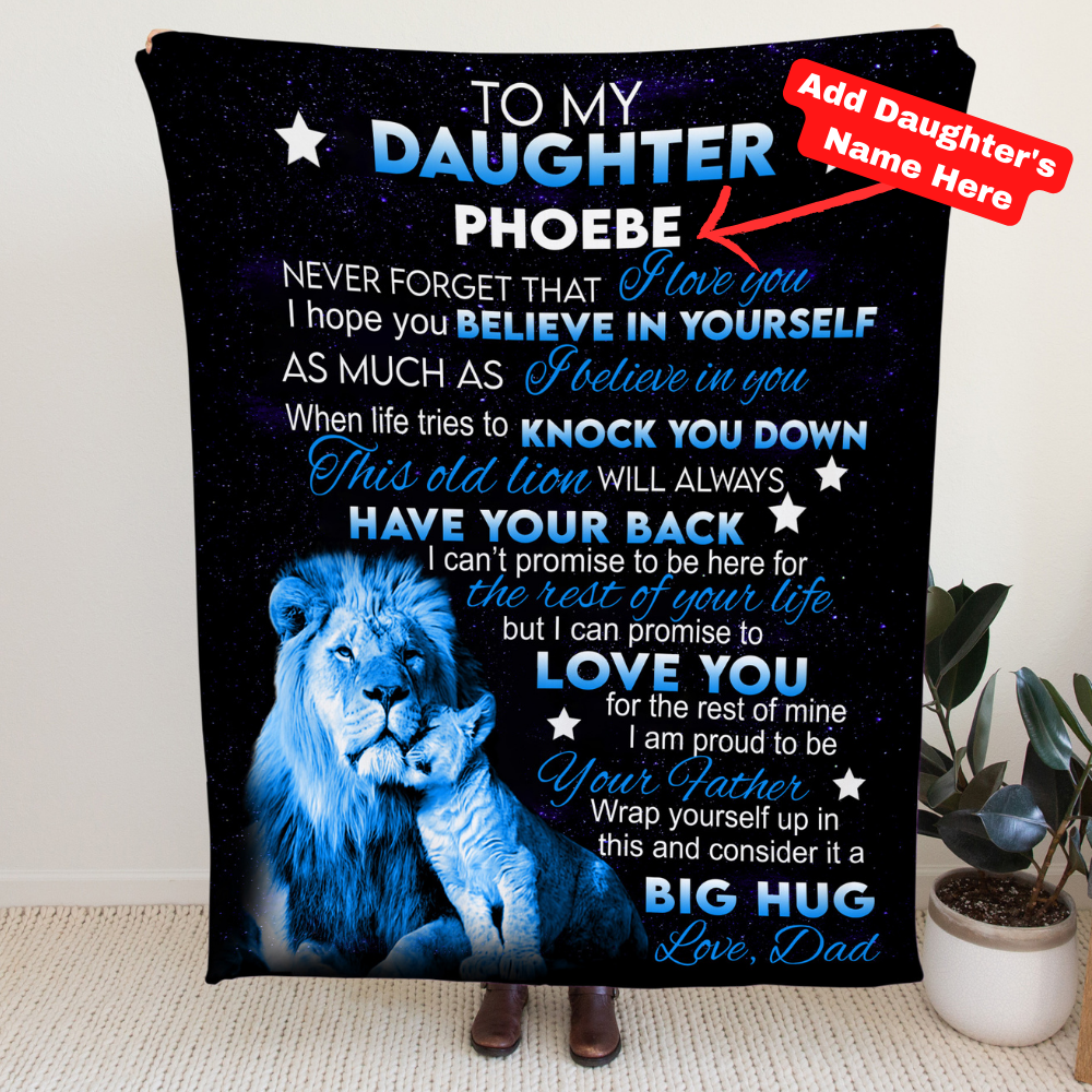 To My Daughter - Personalized Velveteen Plush Blanket - From Dad