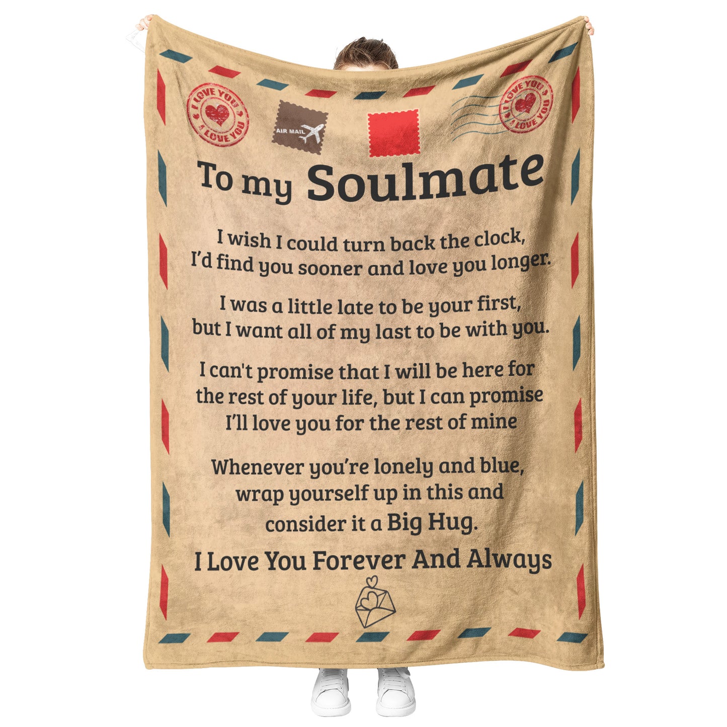 To My Soulmate | Big Hug | Fleece Blanket | TL