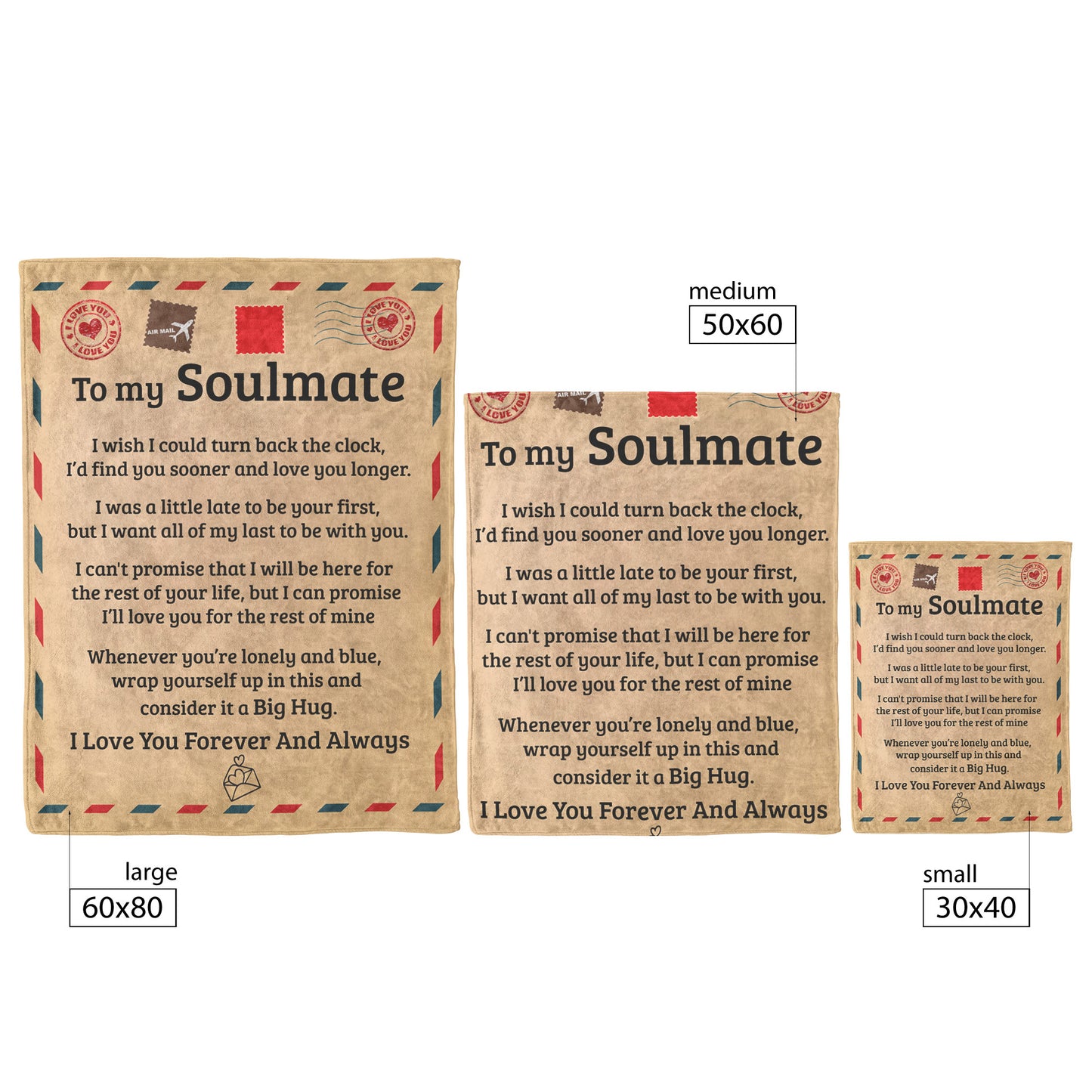 To My Soulmate | Big Hug | Fleece Blanket | TL