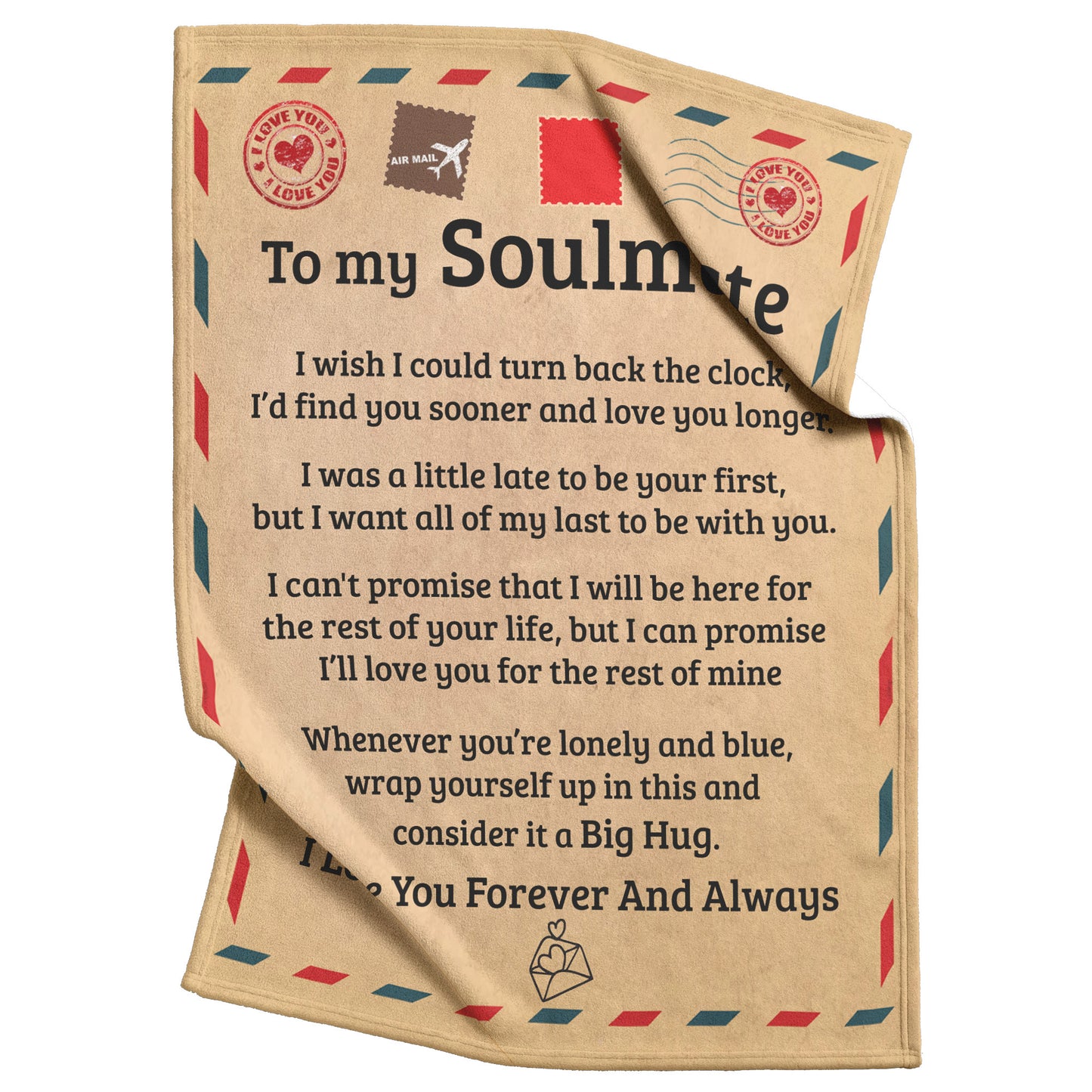 To My Soulmate | Big Hug | Fleece Blanket | TL