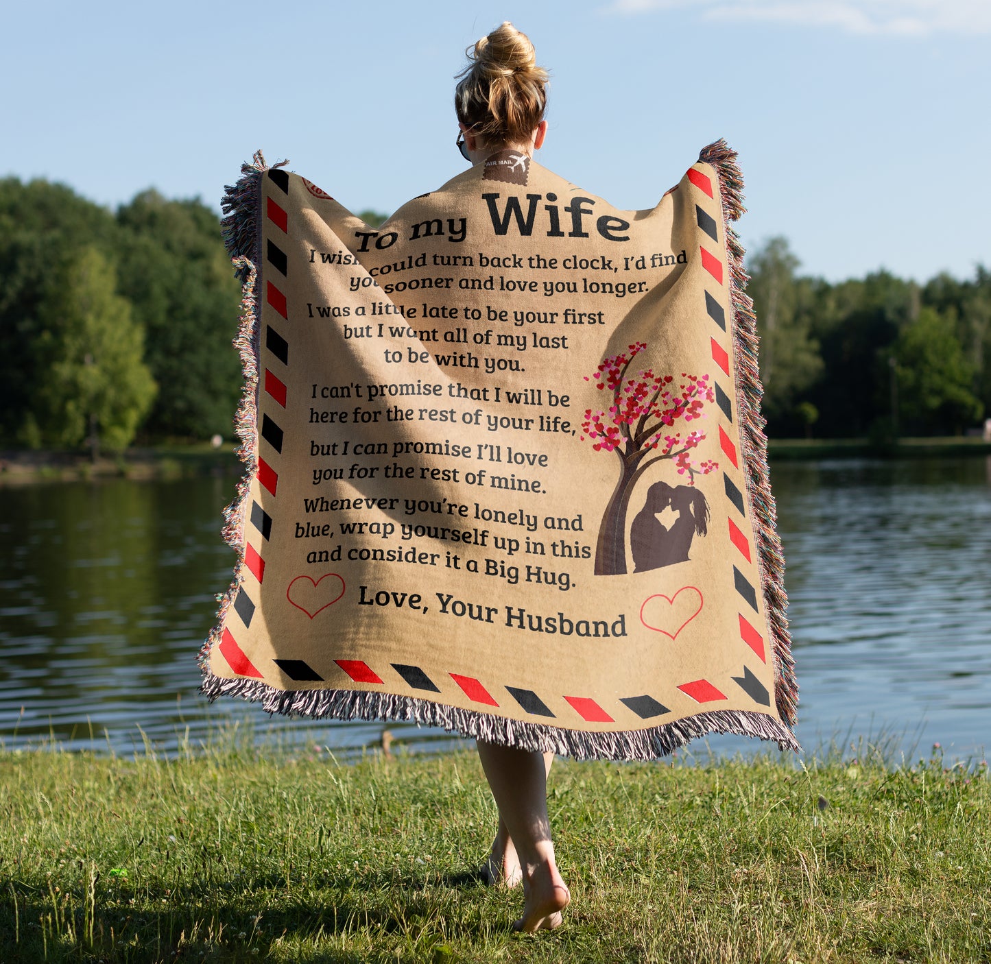 To My Wife - Big Hug - Heirloom Woven Blanket