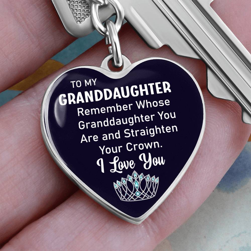 To My Granddaughter | Straighten Your Crown | Graphic Heart Keychain