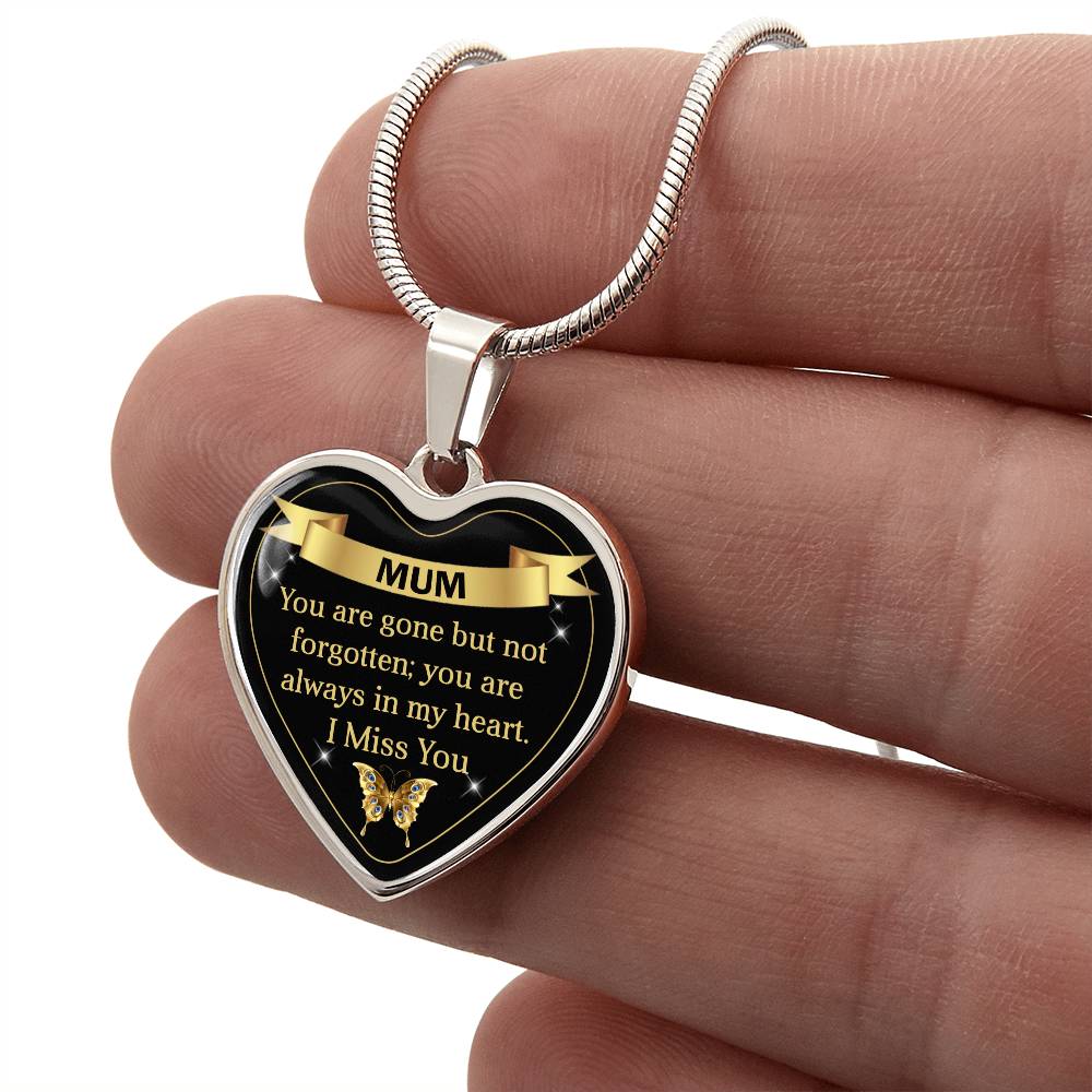 Mum | Gone But Not Forgotten| Graphic Heart Pendant