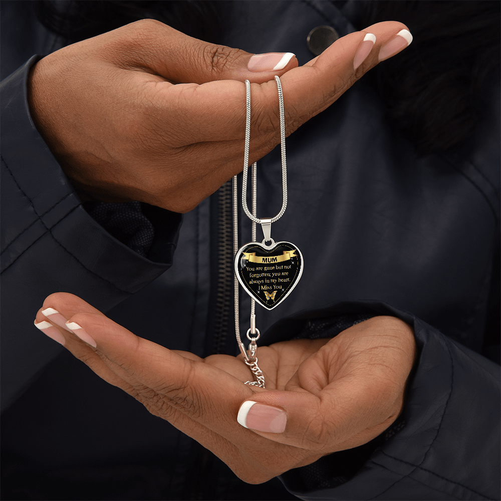 Mum | Gone But Not Forgotten| Graphic Heart Pendant