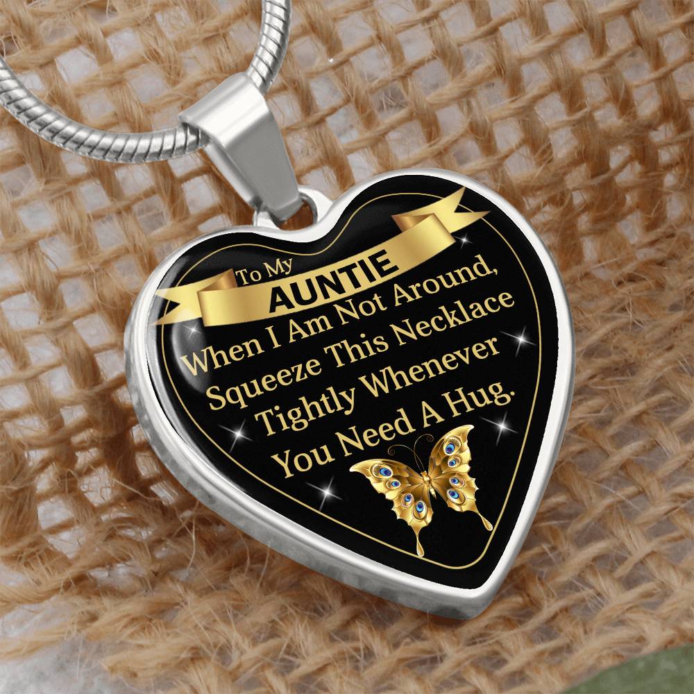 To My Auntie - Need a Hug - Heart Pendant Gift