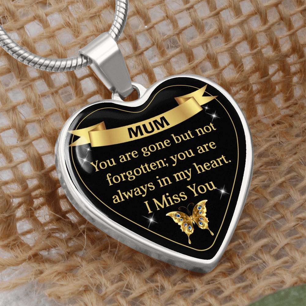 Mum | Gone But Not Forgotten| Graphic Heart Pendant