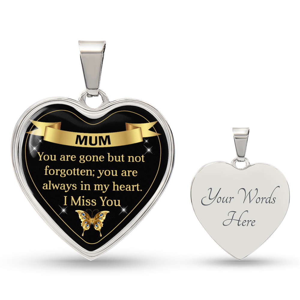 Mum | Gone But Not Forgotten| Graphic Heart Pendant