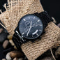 To My Man | My Home | Engraved Design Black Chronograph Watch