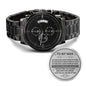 To My Man | My Home | Engraved Design Black Chronograph Watch