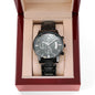 To My Man | My Home | Engraved Design Black Chronograph Watch