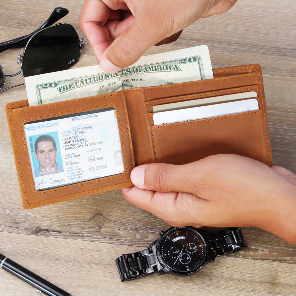 To My Son | Personalized Leather Wallet | Aim For the Skies