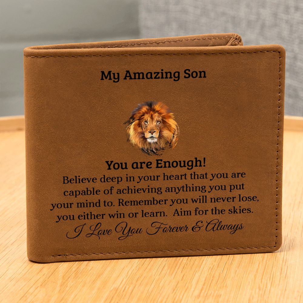 My Amazon Son | You are Enough | Personalized Leather Wallet