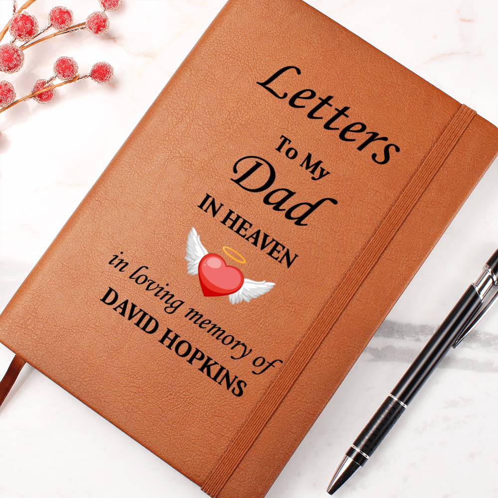 Letters To My Dad in Heaven | Personalised Memorial Leather Graphic Journal v2