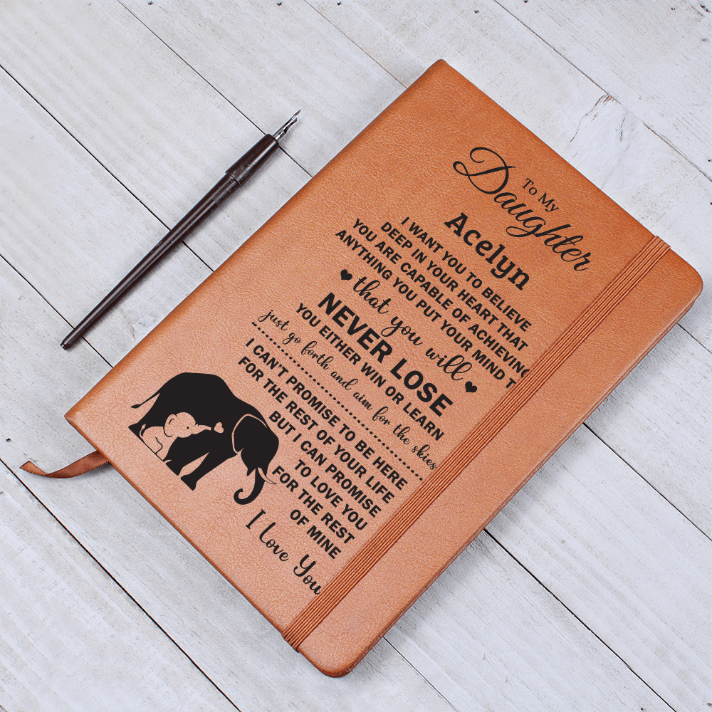 Acelyn - Elephant Graphic Leather Journal- Daughter