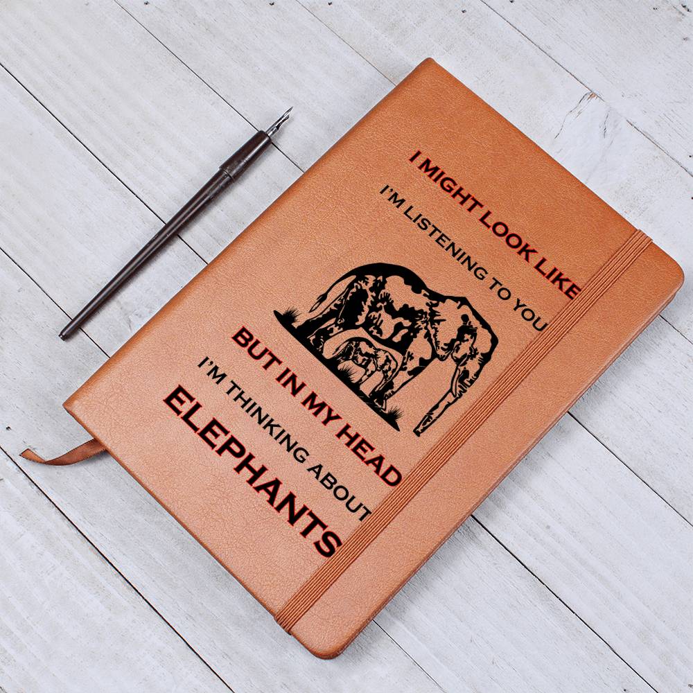 Thinking About Elephants | Leather Journal | Elephants Gifts