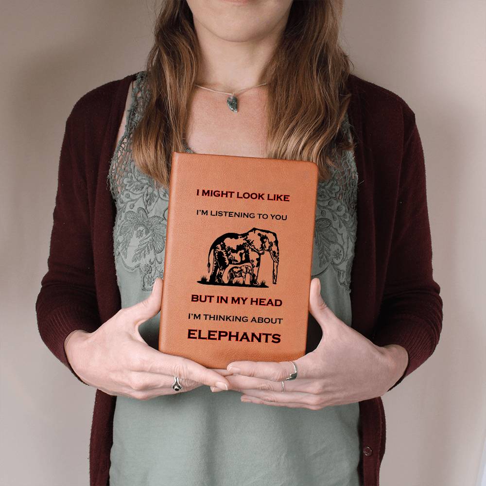 Thinking About Elephants | Leather Journal | Elephants Gifts