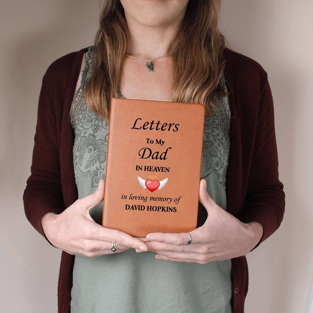 Letters To My Dad in Heaven | Personalised Memorial Leather Graphic Journal v2
