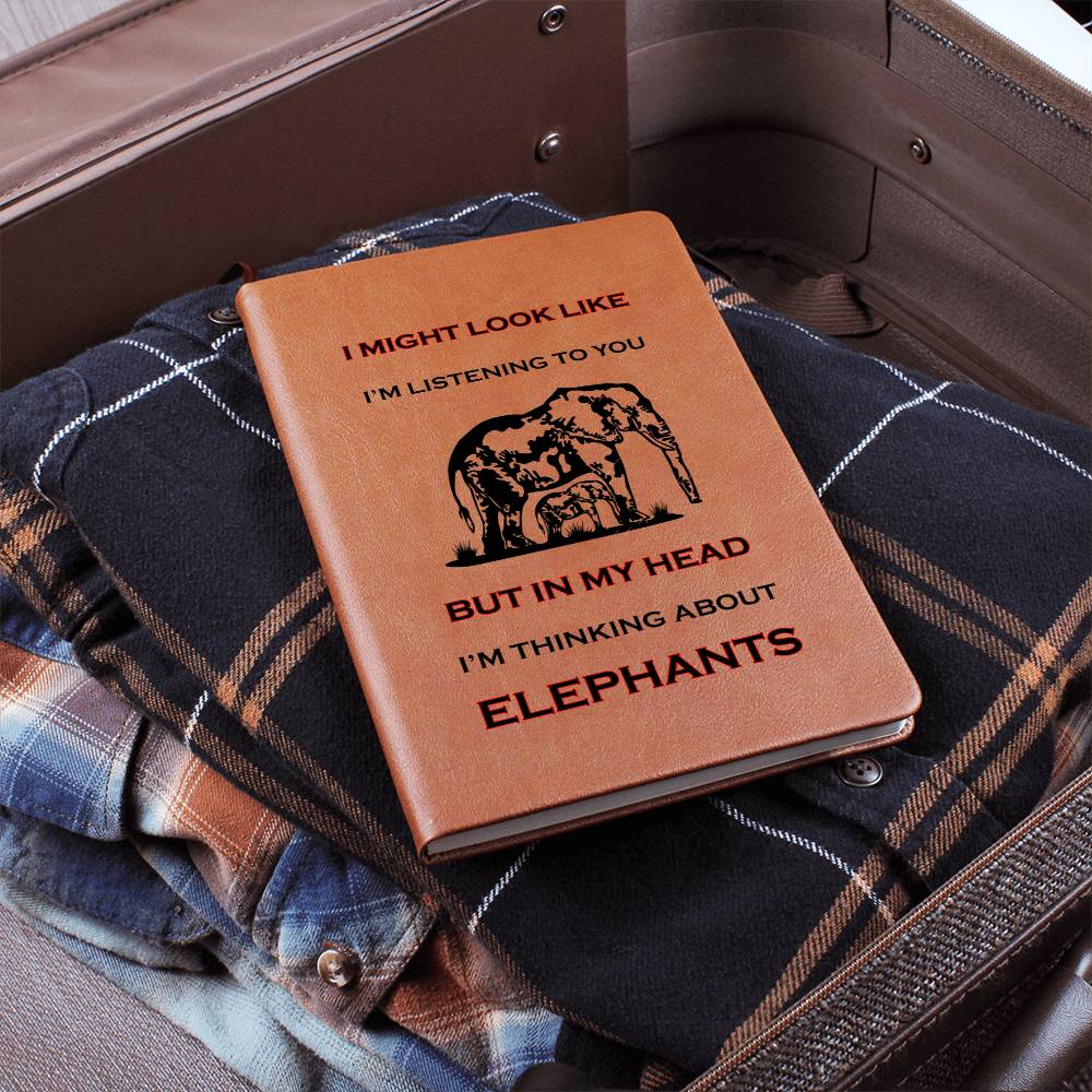 Thinking About Elephants | Leather Journal | Elephants Gifts