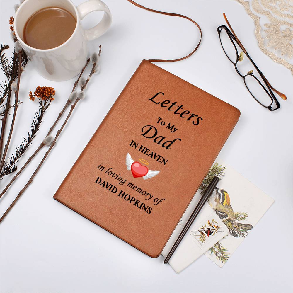 Letters To My Dad in Heaven | Personalised Memorial Leather Graphic Journal v2