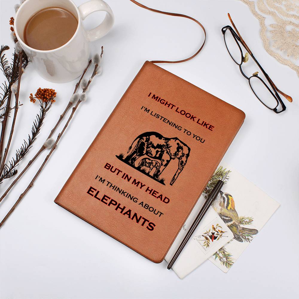 Thinking About Elephants | Leather Journal | Elephants Gifts