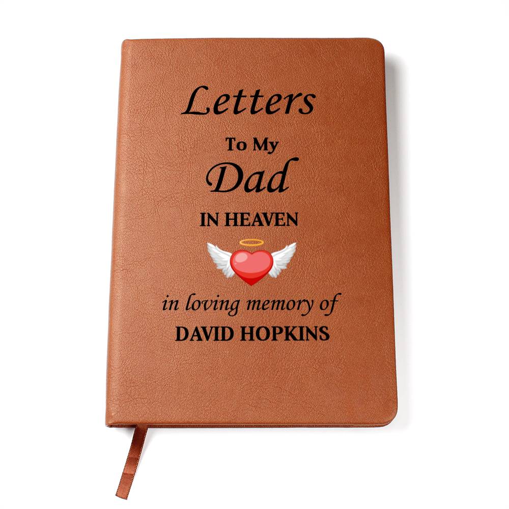 Letters To My Dad in Heaven | Personalised Memorial Leather Graphic Journal v2