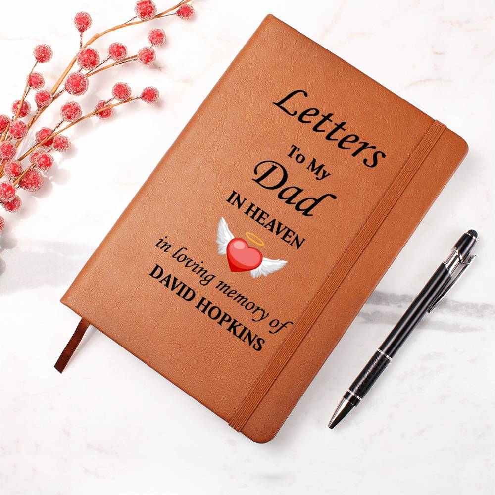 Letters To My Dad in Heaven | Personalised Memorial Leather Graphic Journal v2