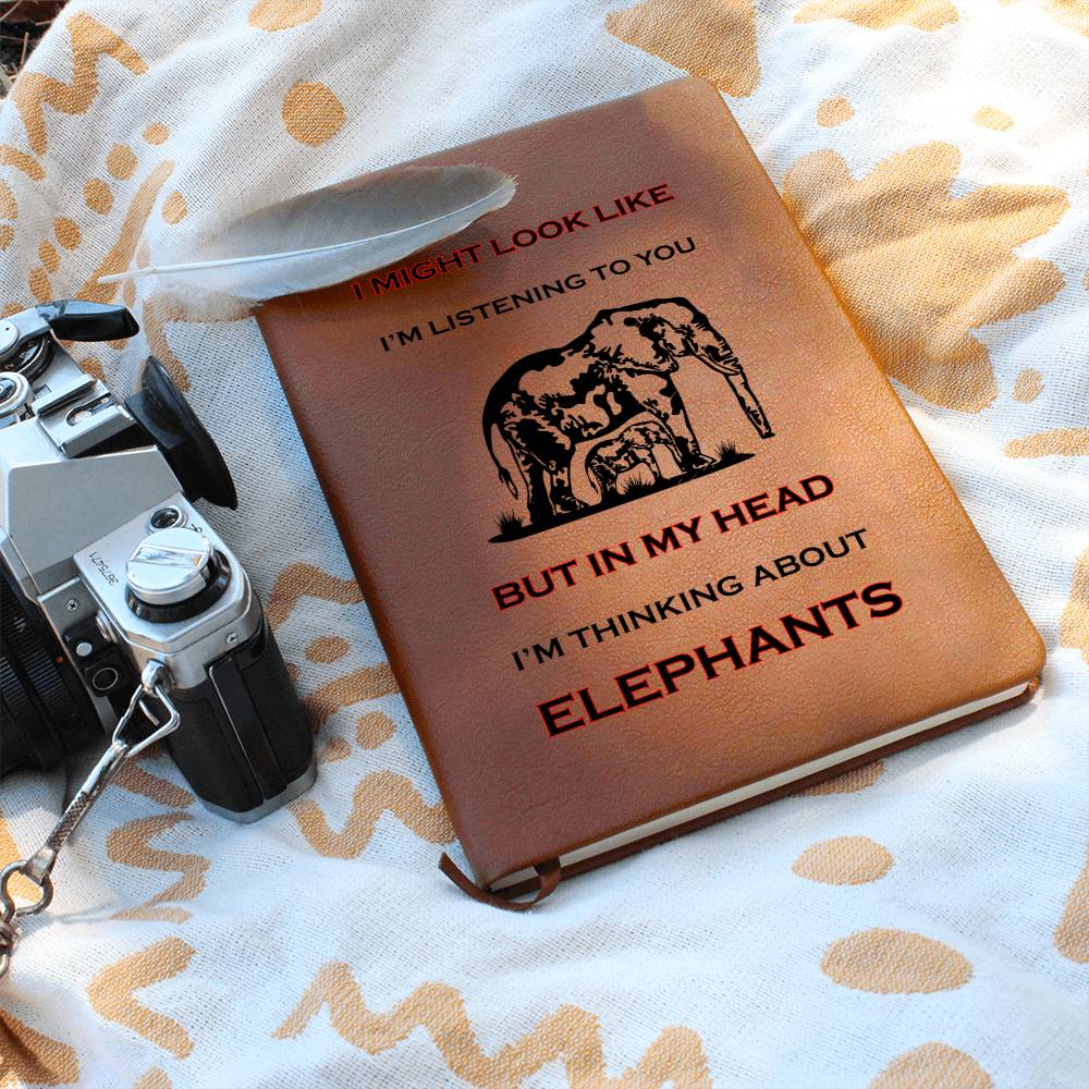 Thinking About Elephants | Leather Journal | Elephants Gifts