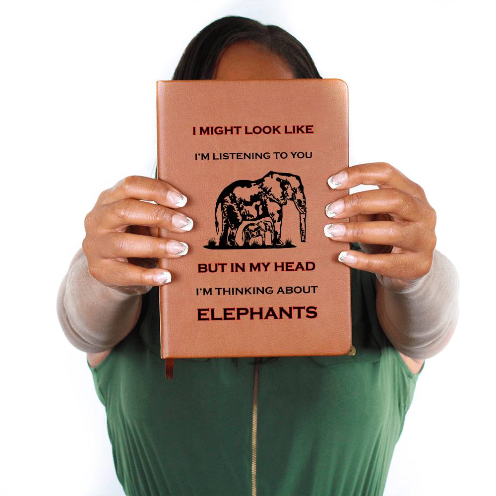 Thinking About Elephants | Leather Journal | Elephants Gifts