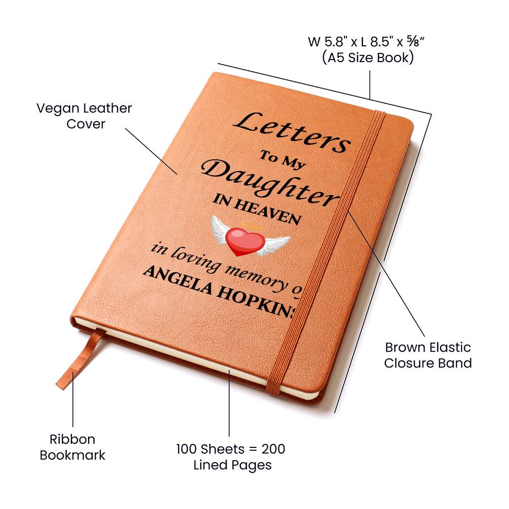 Letters To My Daughter in Heaven | Personalised Memorial Leather Graphic Journal