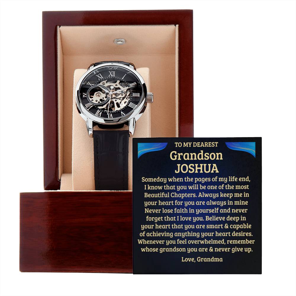 To My Grandson -Beautiful Chapters - Personalized Openwork Watch