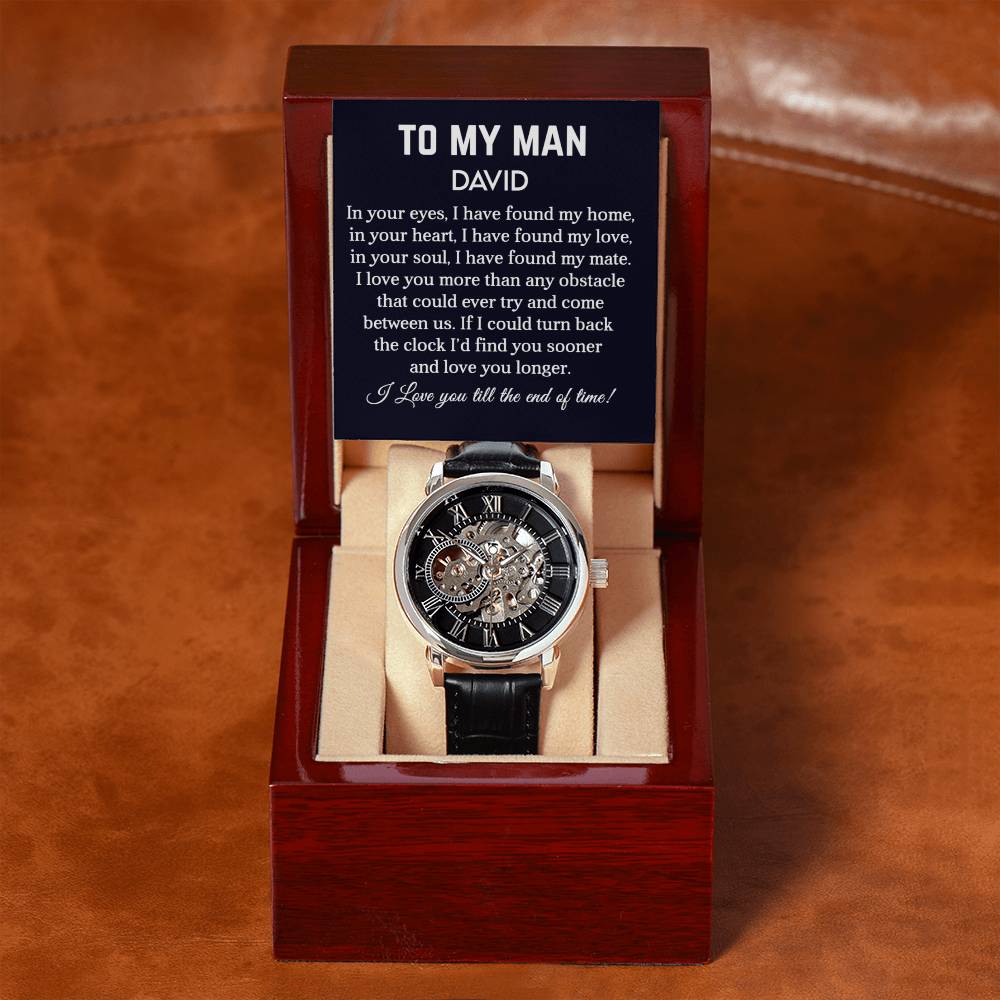 To My Man | My Mate | Personalized Openwork Watch