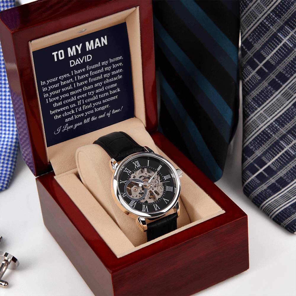 To My Man | My Mate | Personalized Openwork Watch