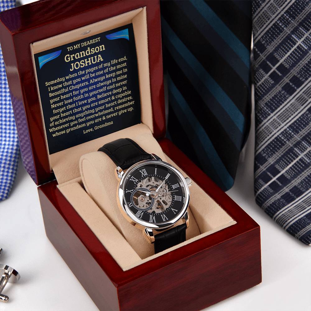 To My Grandson -Beautiful Chapters - Personalized Openwork Watch