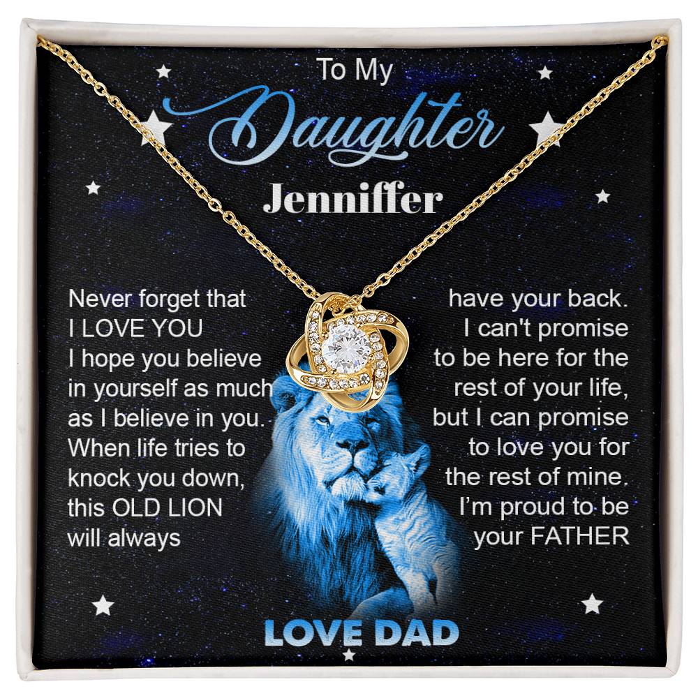 To My Daughter | Personalized Old Lion | Love Knot Necklace Gift