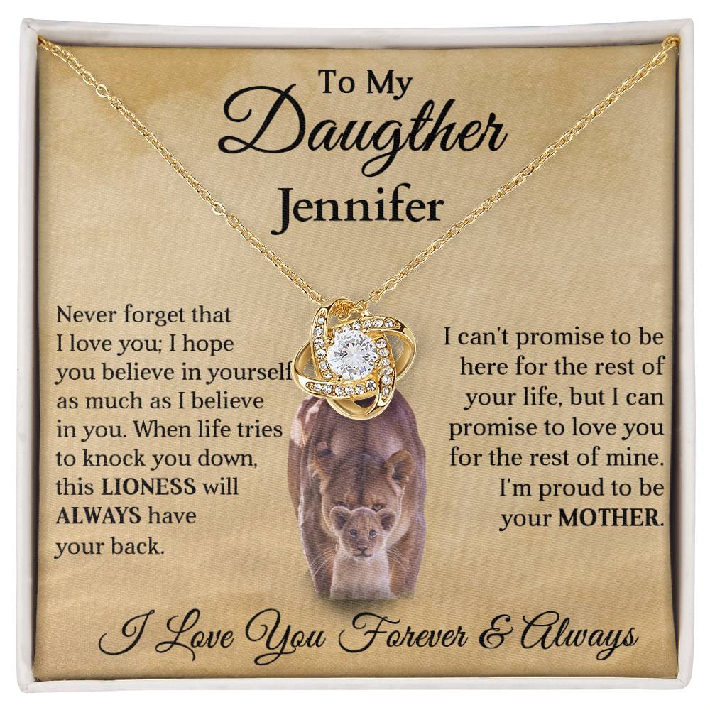 To My Daughter | Personalized Lioness Love Knot Necklace